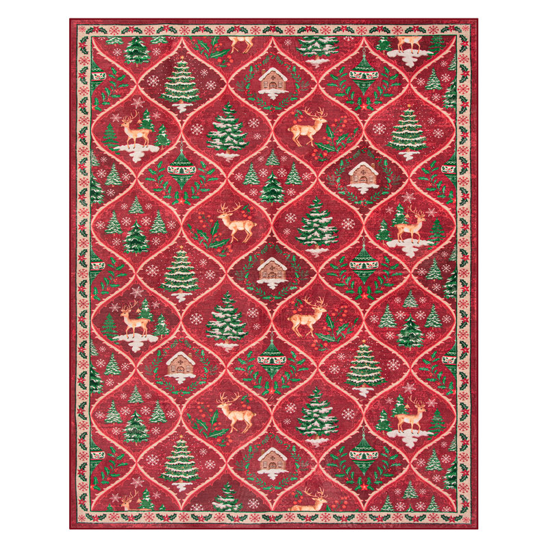 Laziya Christmas Rug, Rectangulaire 8 pi x 10 pi