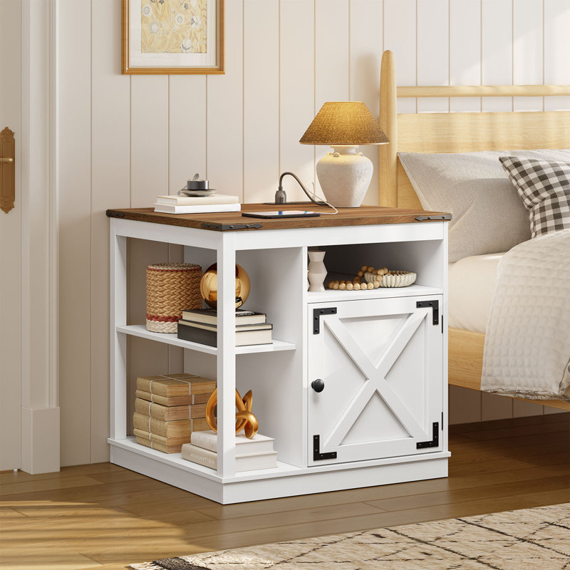 Table de bout carrée 23,6 po avec rangement et station de charge