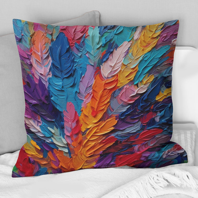 Rough Colorful Feathers, peinture I - coussin décoratif imprimé de plumes