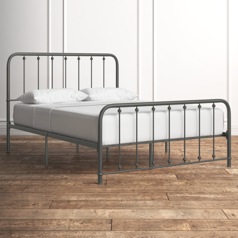Lueras Metal Spindle Bed, Gray, Queen