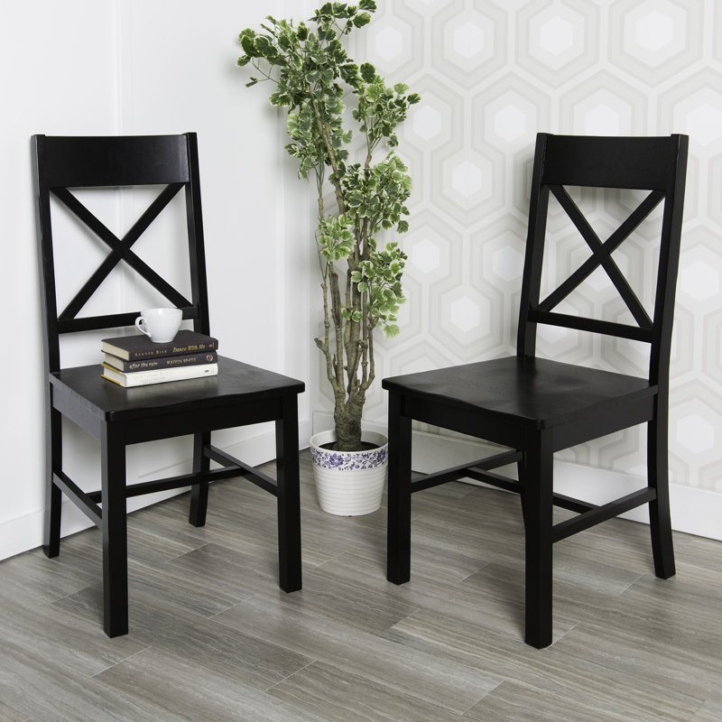 Alderwood Solid Wood Cross Back Side Chair, Black