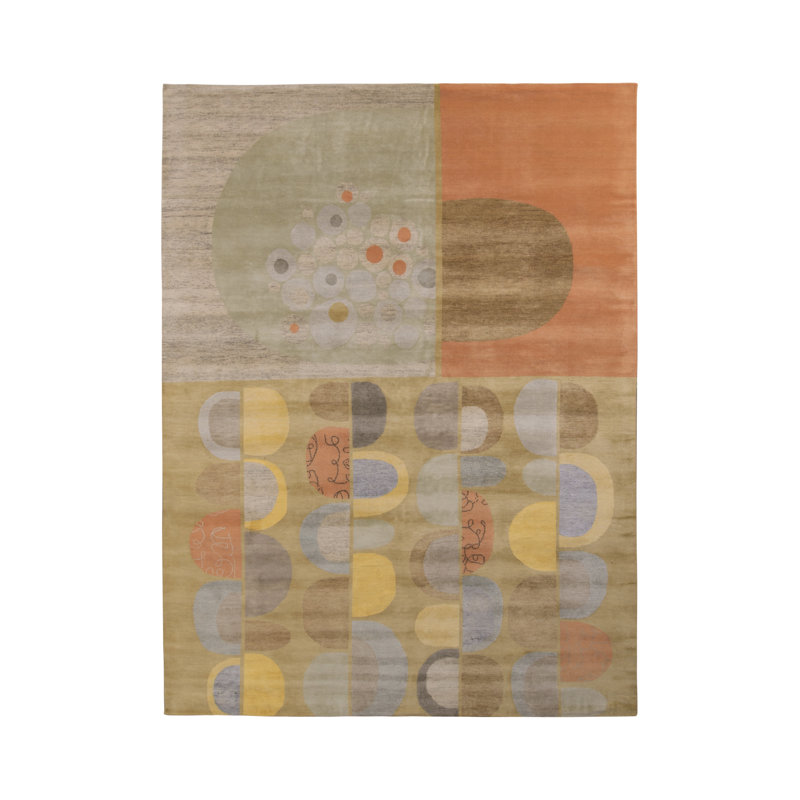 Hand Knotted Geometric Area Rug, Rectangle 12' x 18'