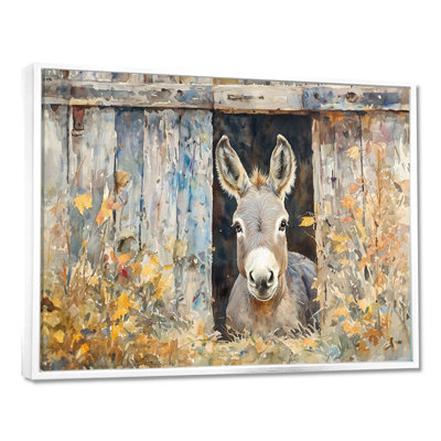 Dorrelis Donkey Floral Portrait At The Barn - Donkey, art mural sur toile