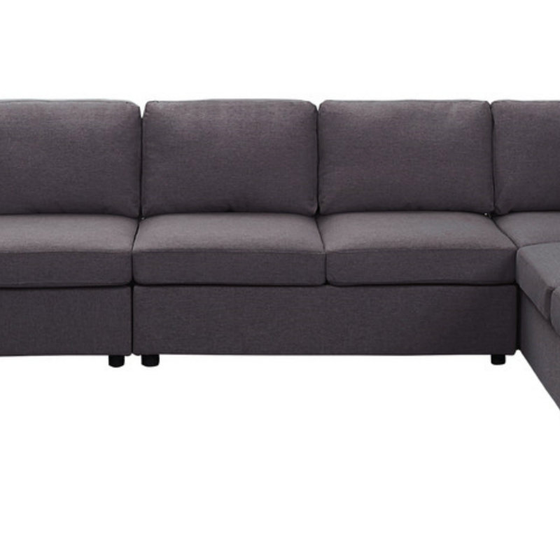 Canapé modulaire 146,5 po avec méridienne réversible, Gris