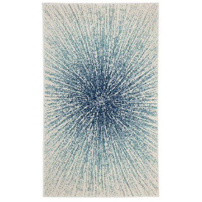 Tapis à motifs abstraits bleu royale et ivoire Faustina