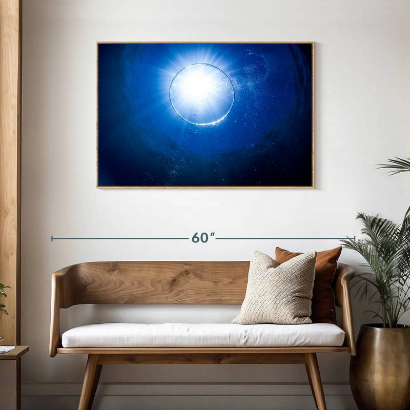 Underwater Bubble, 25" X 17", Floating Frame Natural Wood