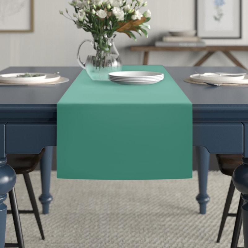 Chemin de table Doster, 90 po x 16 po, Bleu sarcelle, Couleur unie