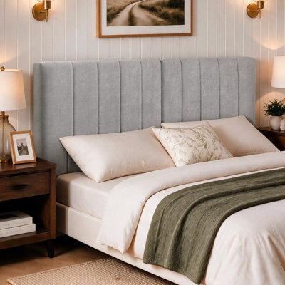  Vertical Channel Upholstered Headboard with Adjustable Height