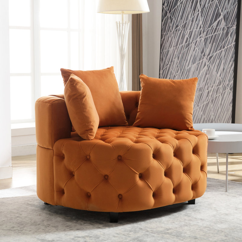 Chaise de 38 pouces de large - velours orange pour le salon - hauteur 16, Orange