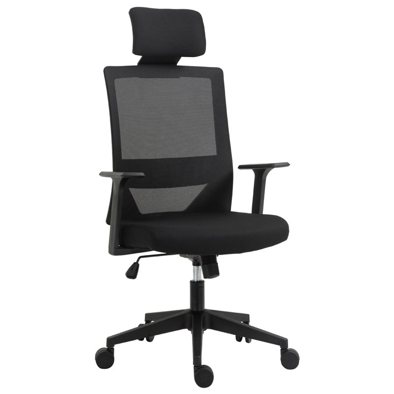Chaise de travail ergonomique en filet Alterik, Noir, Noir