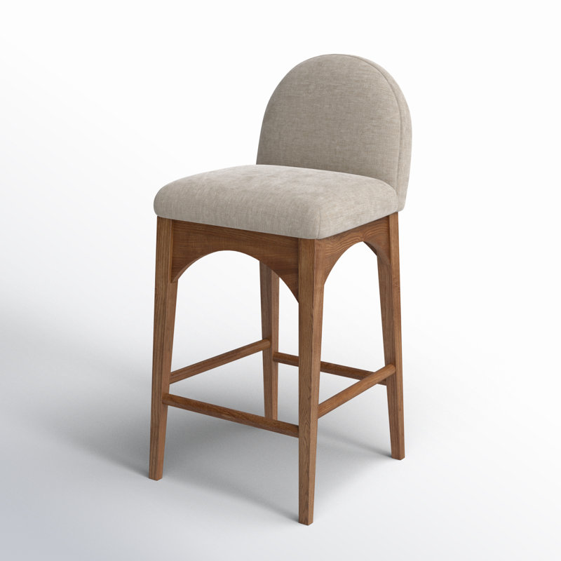 Waldorf Counter Stool, Beige Chenille, Walnut