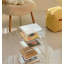 Table de bout moderne en acrylique transparent en forme de S avec tablettes ouvertes pour le salon - Table de chevet contemporaine transparente pour petits espaces-115245799