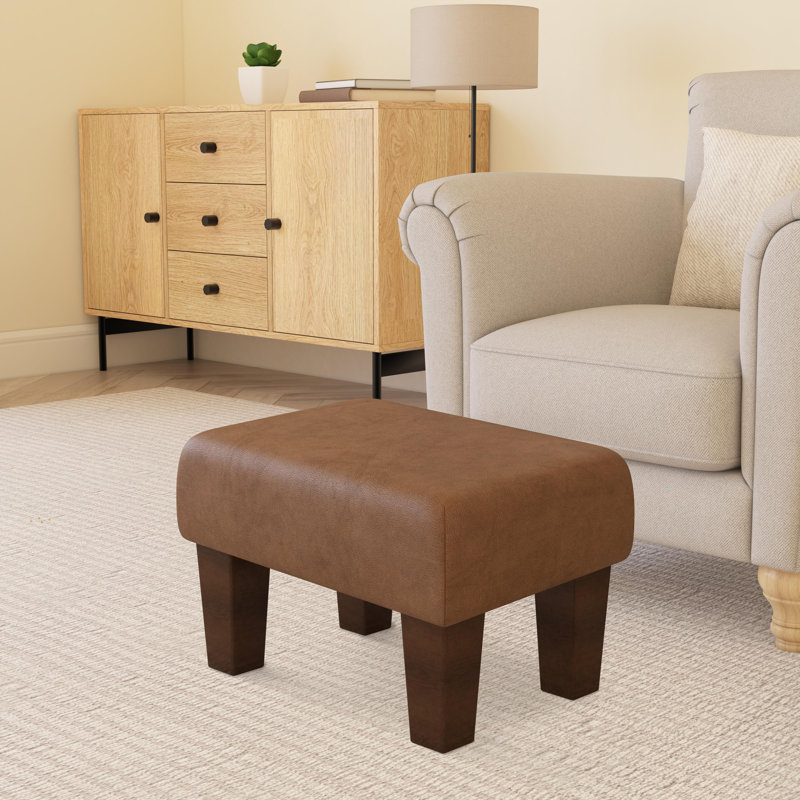 Collado Wood Contemporary Leg, Mahogany, Tan Beige, Italian Leather