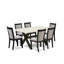 Ensemble de table de salle à manger 5 pièces avec table à tréteaux patinée et 4 chaises de cuisine en lin Shitake - finition noire brossée-1718600971-1717227441