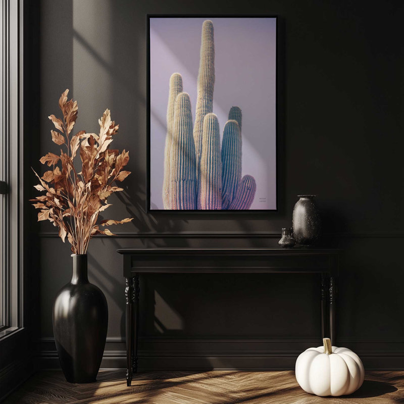 Saguaro Purple Pastel by Nathan Larson Canvas Art Print, 36" H x 24" W, Floater Frame, Black