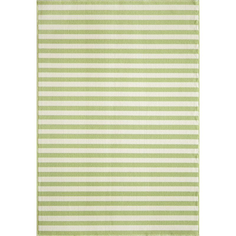 Tapis vert / blanc Yepez, Rectangle 7 pi 10 po x 10 pi 10 po