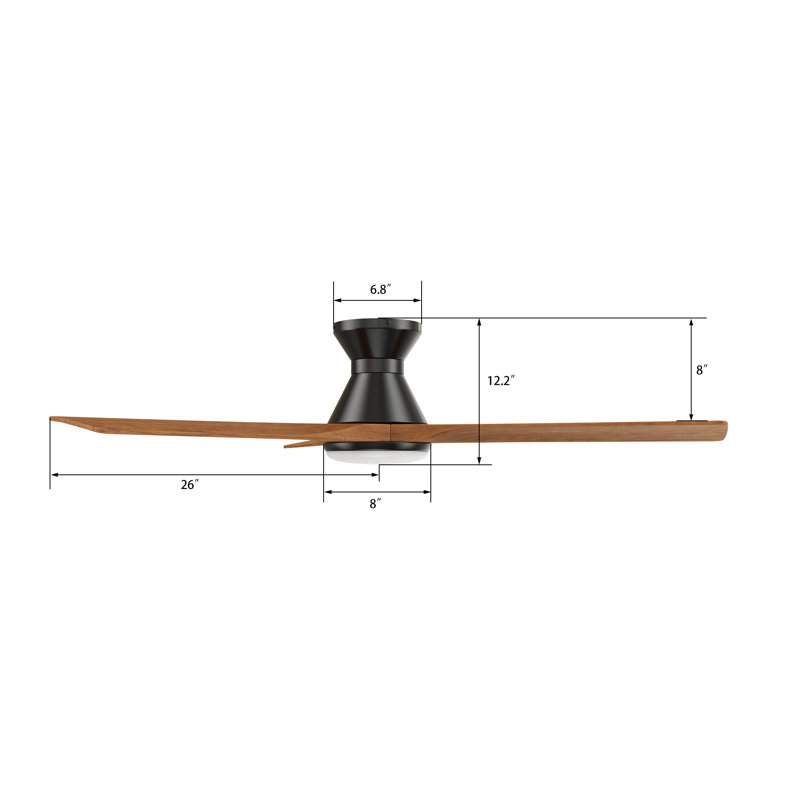Ventilateur de plafond intelligent à 52 pales 52 po avec télécommande et ensemble d'éclairage inclus, Noir