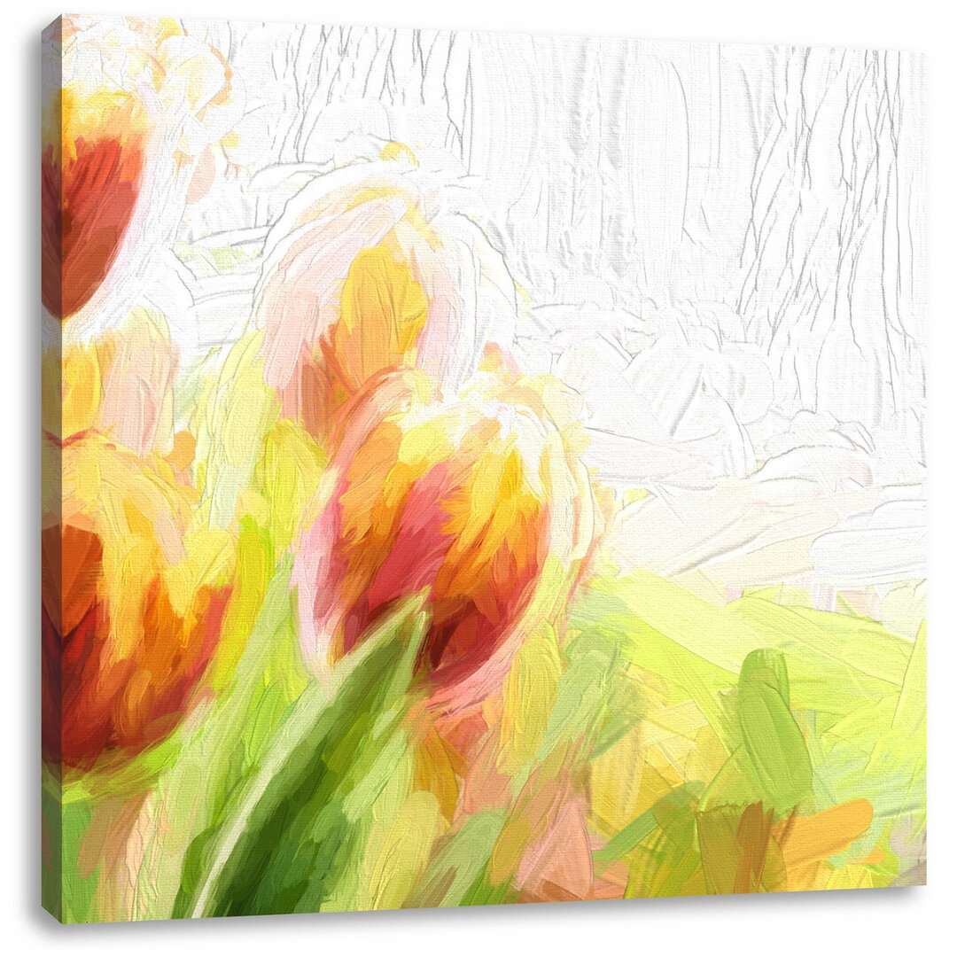 Leinwandbild Bunte Tulpenwiese