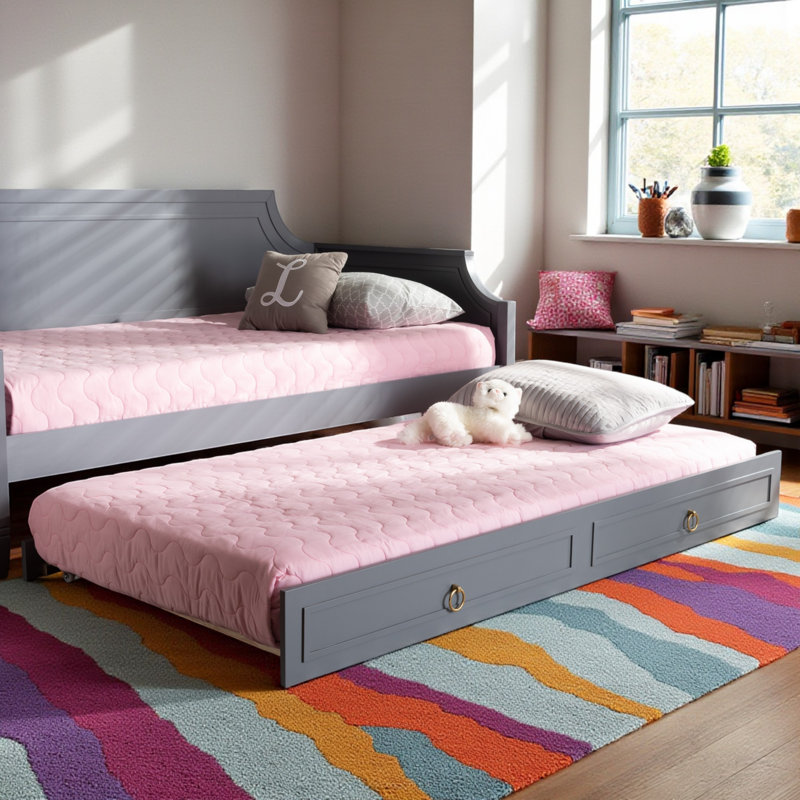 Shasta Classic Twin Size Wood Trundle in Gray, 7.77'' H X 39.69'' W X 74.18'' L, Gray
