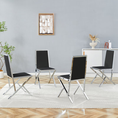 Ergonomic Dining Chairs with Metal Frame and PU, Simple and Luxurious Design