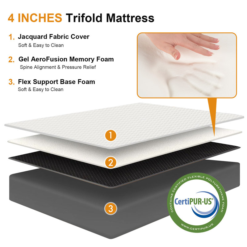 Matelas en mousse viscoélastique gélifiée mi-ferme Alwyn Home, Double, 4"