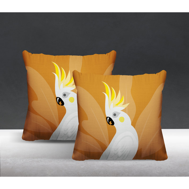 Coussin intérieur / extérieur Catoo Bird, L 17 po x H 17 po, Orange
