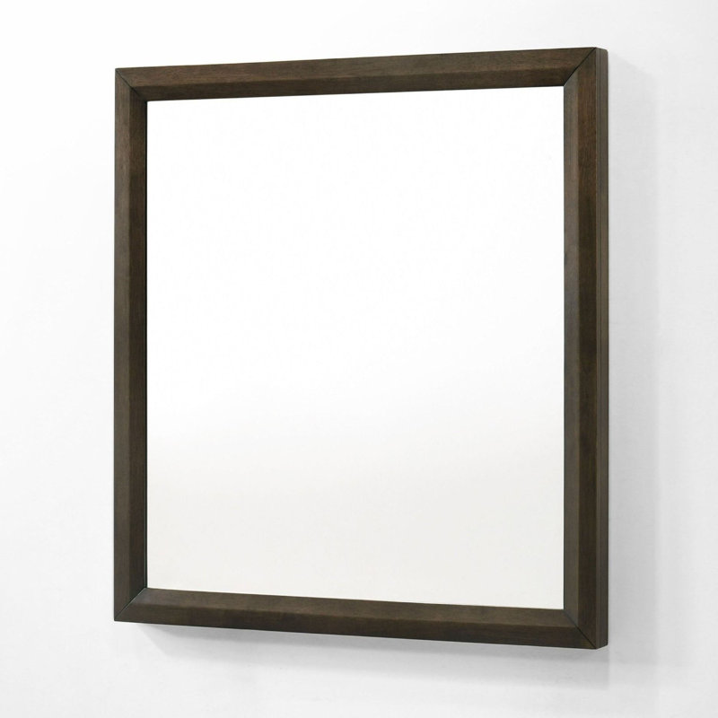 Miroir de commode Cid Mizo, placage de bois de chêne cerise brun, cadre élégant, 40 x 42