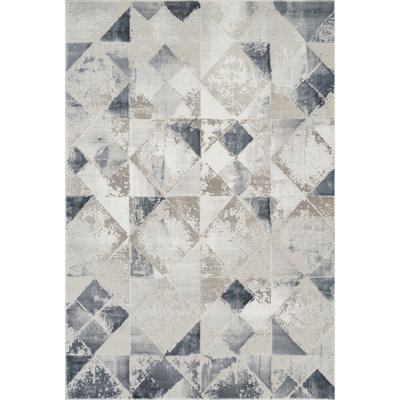 Absecon Geometric Abstract Area Rug | Modern Polyester Indoor Rug | Diamond Pattern Accent Rug