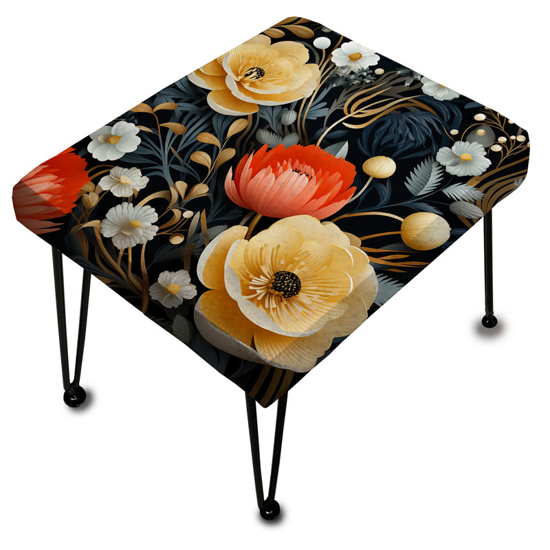 Contemporary Poppy Essence Fusion Floral Field - Floral Rectangle Ottoman