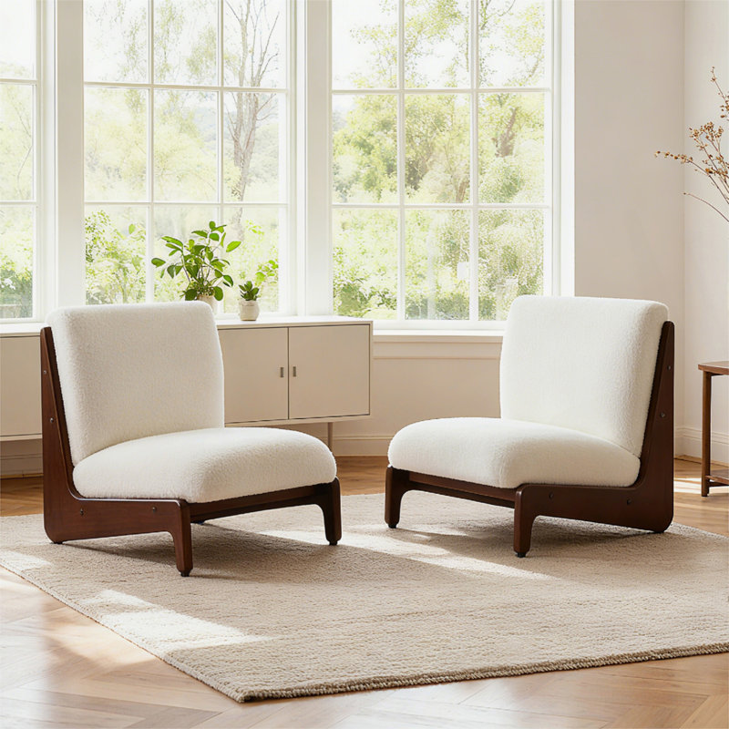 Chaise d'appoint, White, Walnut