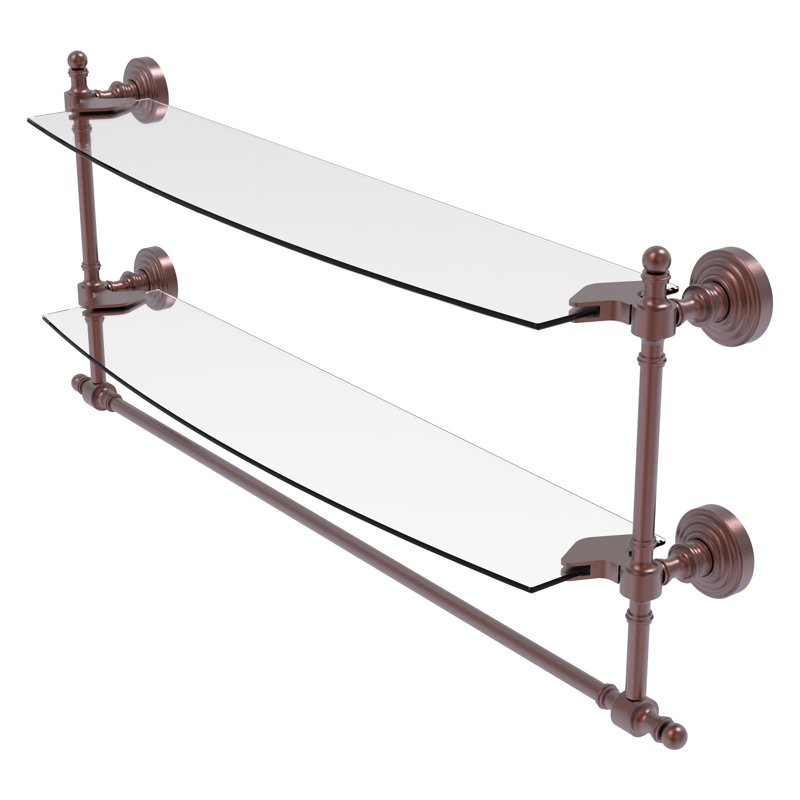 Étagère 2 pièces étagée avec barre de tour Retro Wave, 15" H x 24" W x 5" D, Cuivre antique