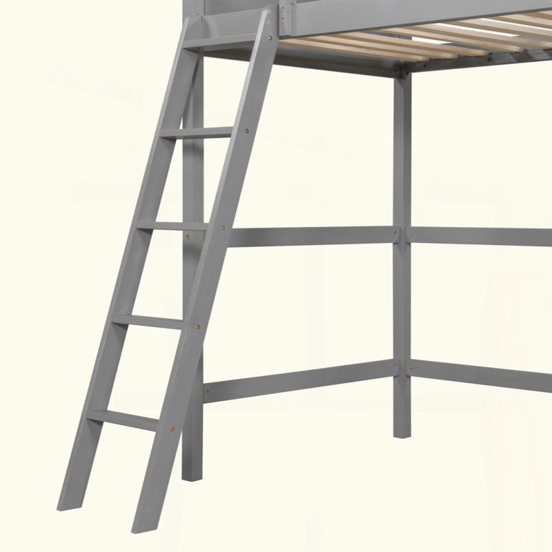 Solid Wood Loft Bed With Ladder
