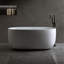 Baignoire indépendante en résine de 47 po à surface solide de 47 po, baignoire indépendante de conception moderne avec drain escamotable et tuyaux de trop-plein, convenant aux petites maisons