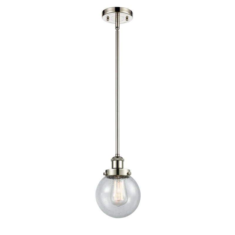 Luminaire suspendu à 1 lumière Lorri, DEL, Grainé, Nickel poli
