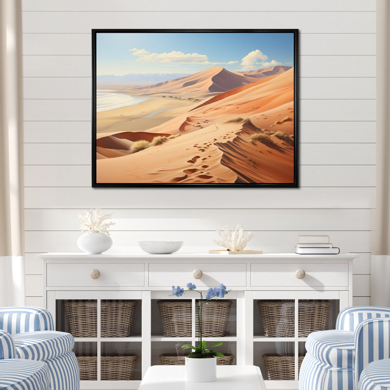 Desert White Dunes Majesty I - paysages, impressions d'art mural, H 30 po x l 40 po x P 1,5 po, Cadre flottant noir