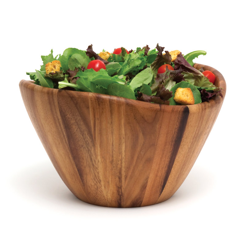 Kevondre Large Acacia Wood Wave Salad Serving Bowl
