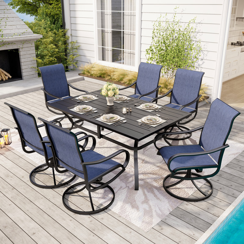 Sutiya 6-Person Outdoor Dining Set with Swivel Chairs 