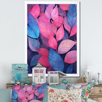 «Pink Blue Leafs Harmony III», reproduction sur toile