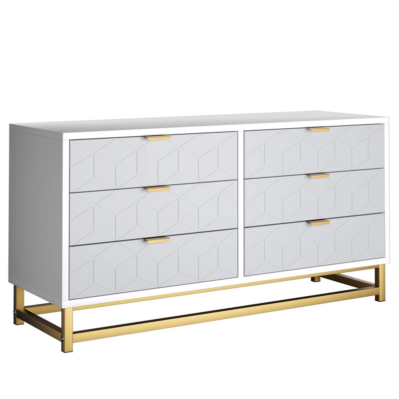 6 Drawer Dresser For Bedroom, Chest Of Drawers With Base, Modern Dresser Chest Cabinet Organizer, Large Dresser For Hallway, Closet