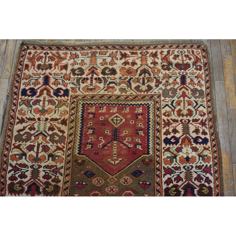 Antique Bergama Turkish Medallion Knotted Rug