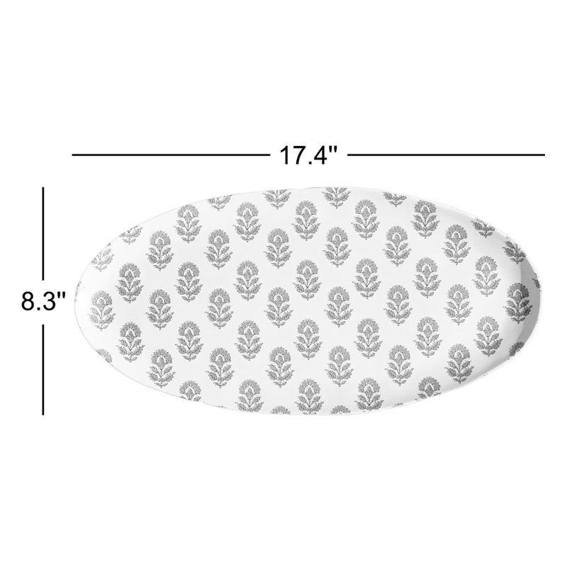 Kashmir Melamine Oval Platter - Cream - 17.4" x 8.3"