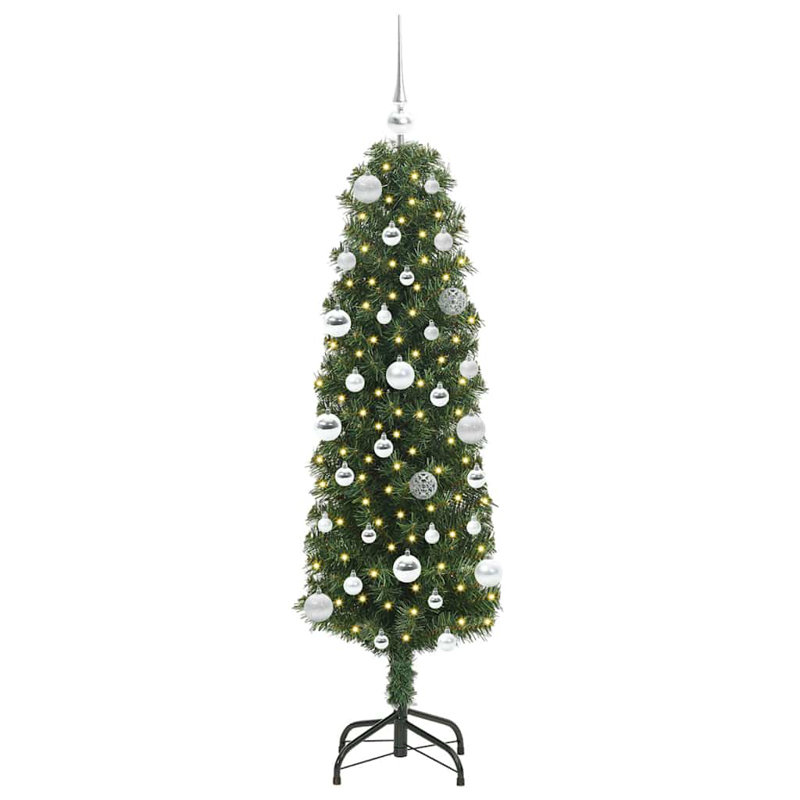 Artificial Christmas Tree with 150 LEDs with Stand, Silver, 4.92' H