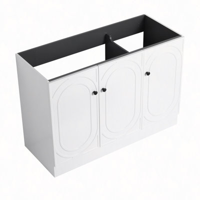 Meuble-lavabo autoportant 48 po et 3 portes d'armoire à fermeture en douceur (emballage KD) - sans le lavabo