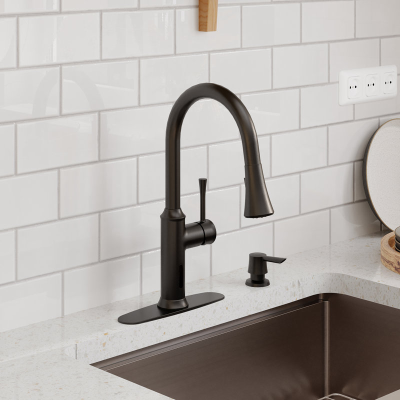 Willow Smart Faucet Touchless Pull Down Sprayer Kitchen Faucet with Voice and Motion Control, Matte Black
