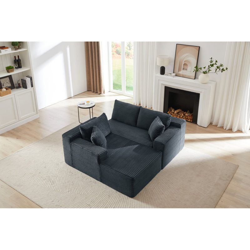 Canapé modulaire en L avec siège profond, sans assemblage requis, canapé modulaire pour salon, chambre à coucher, appartement, gris foncé