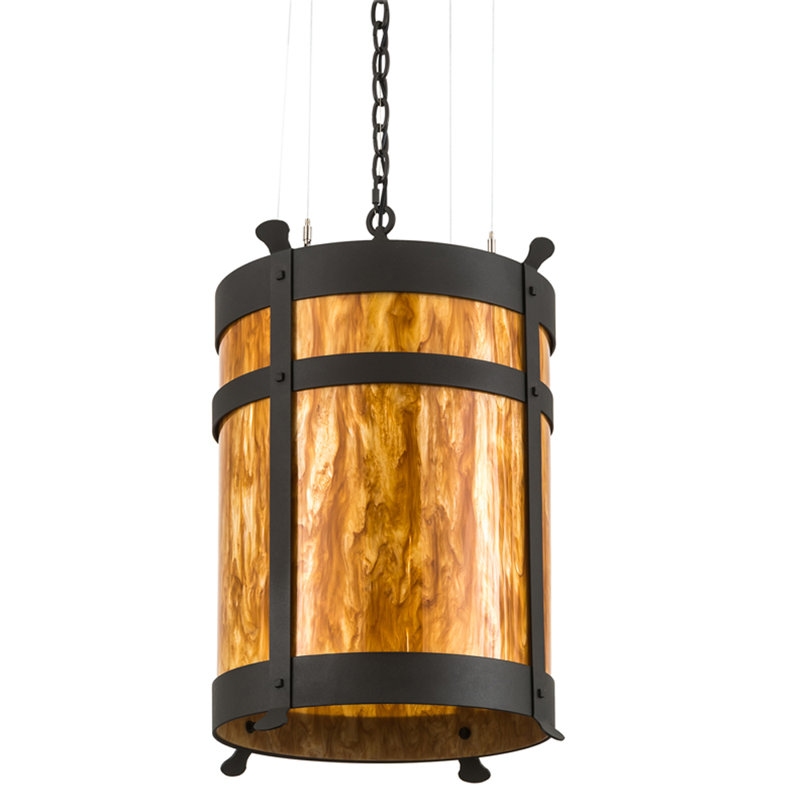 Lustre cylindrique 6 lumières lanterne Cathryn