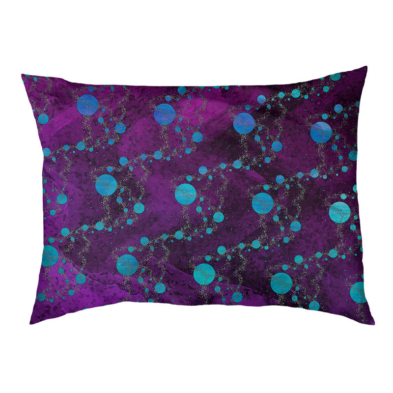 Coussin d'extérieur pour chien Byrge Planets Stars, Très grand (l 52 po x P 42 po x H 17 po), Mauve / Bleu