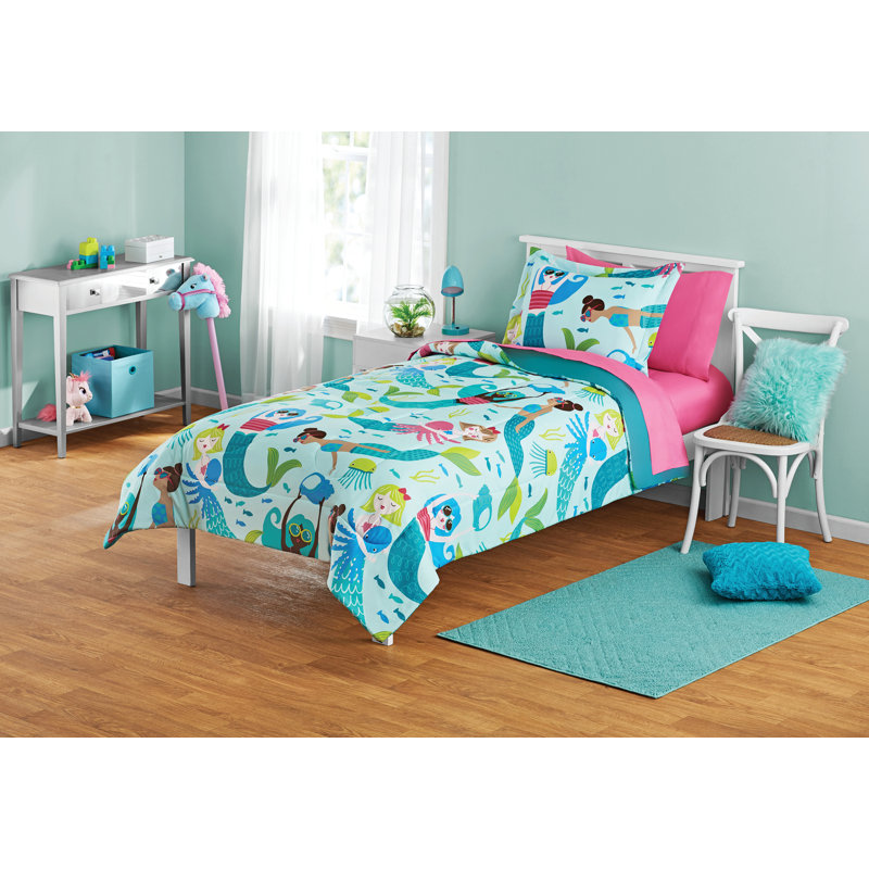 Ensemble de literie pour enfants Mermaid, Édredon simple + 5 pièces supplémentaires
