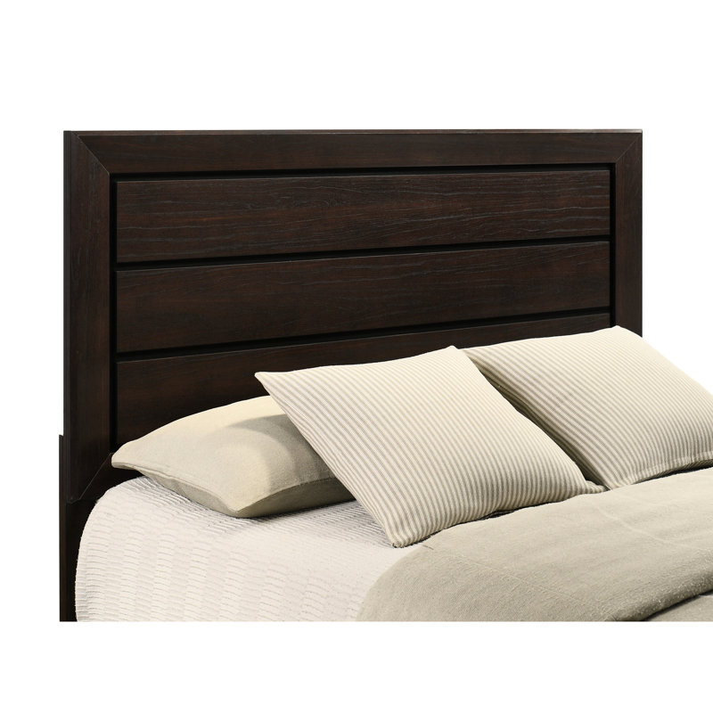 Dark , Panel Bed, Eastern King, Clean Lines, Transitional Bedroom Harmony Engineered Hardwood, Recessed Grooves, Timeless Grace
