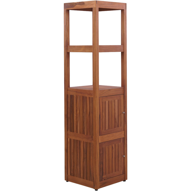 Sula Three-Level Teak Tower Floor Cabinet